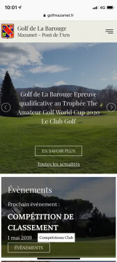 Capture d'écran du site mobile du golf mazamet