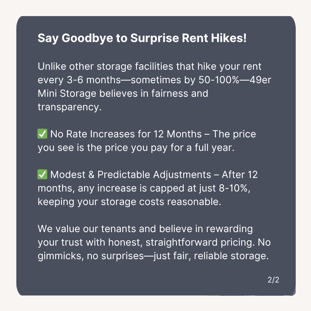 Storage Unit Rates and Availability