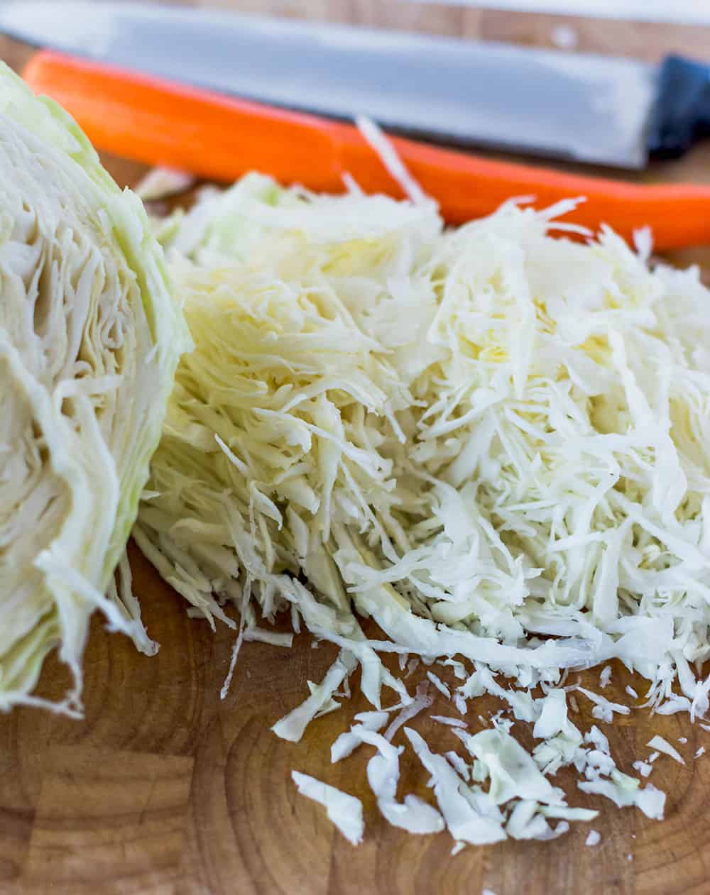 Cabbage and Carrots being chopped