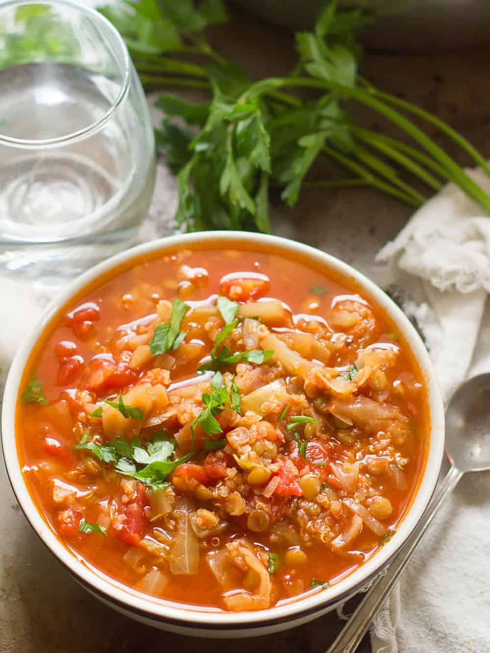 Quinoa and Lentil Cabbage Roll Soup