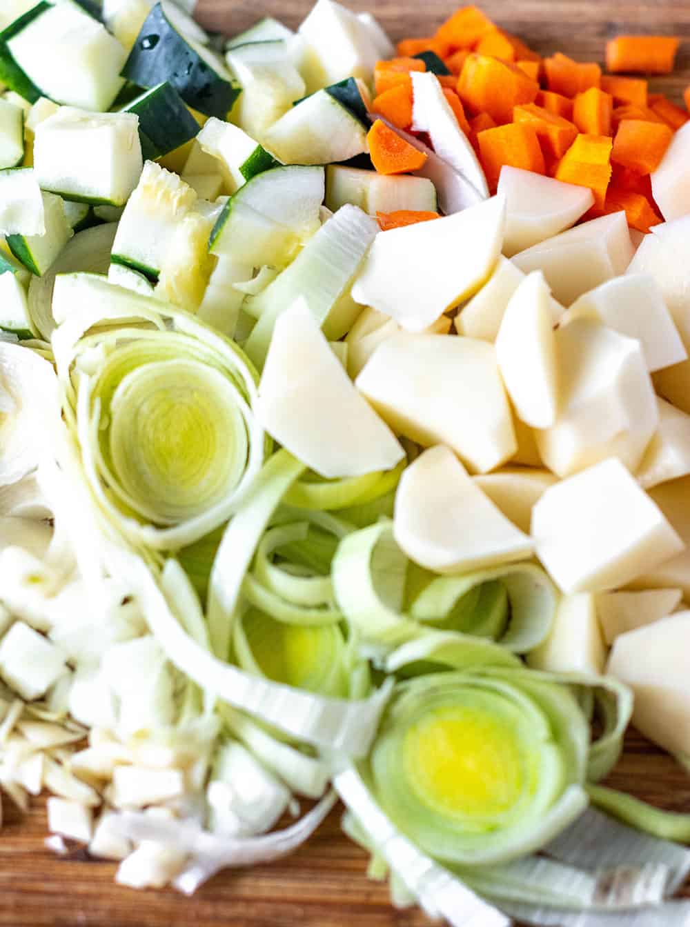 Vegan Potato Leek, Carrot and Zucchini Soup