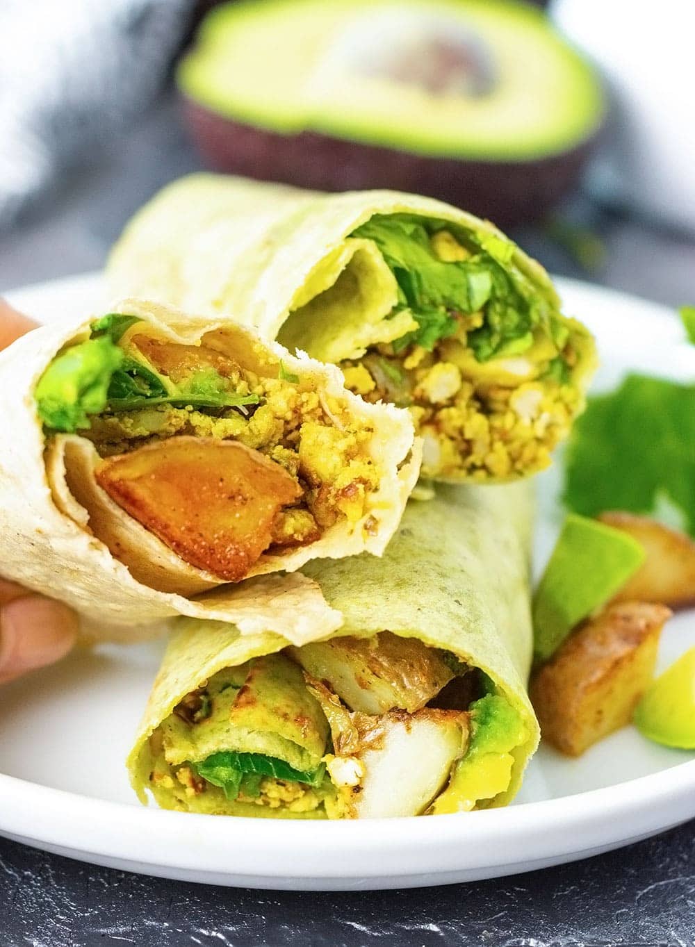 Vegan Breakfast Burrito on a white plate