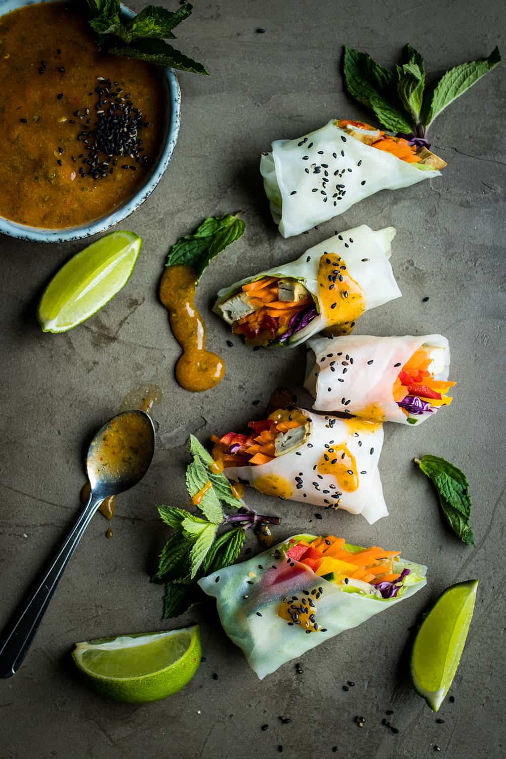 Vegan Summer Rolls With Dipping Sauce two ways