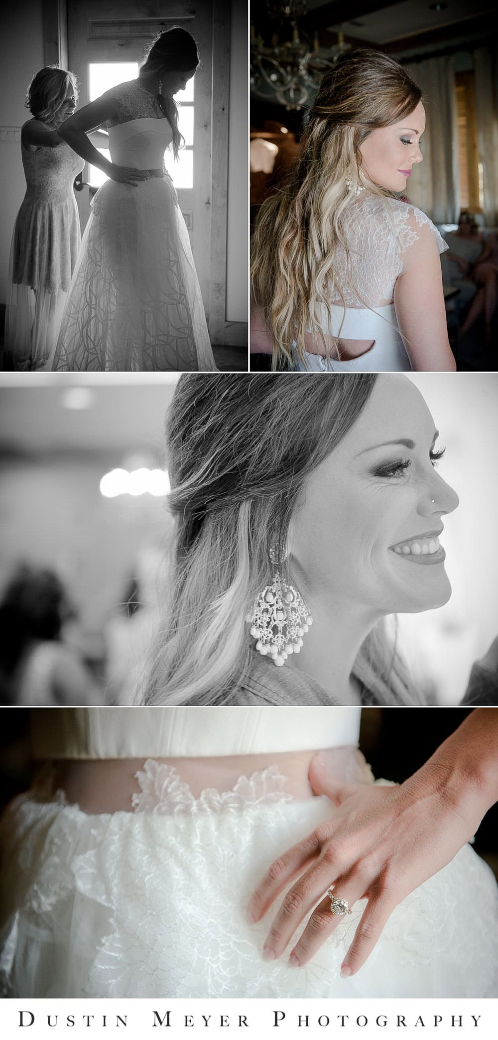 Camp Lucy Wedding Photographers Austin Tx bridal gown, wedding dress, getting ready photos, engagement ring, wedding makeup, wedding earrings