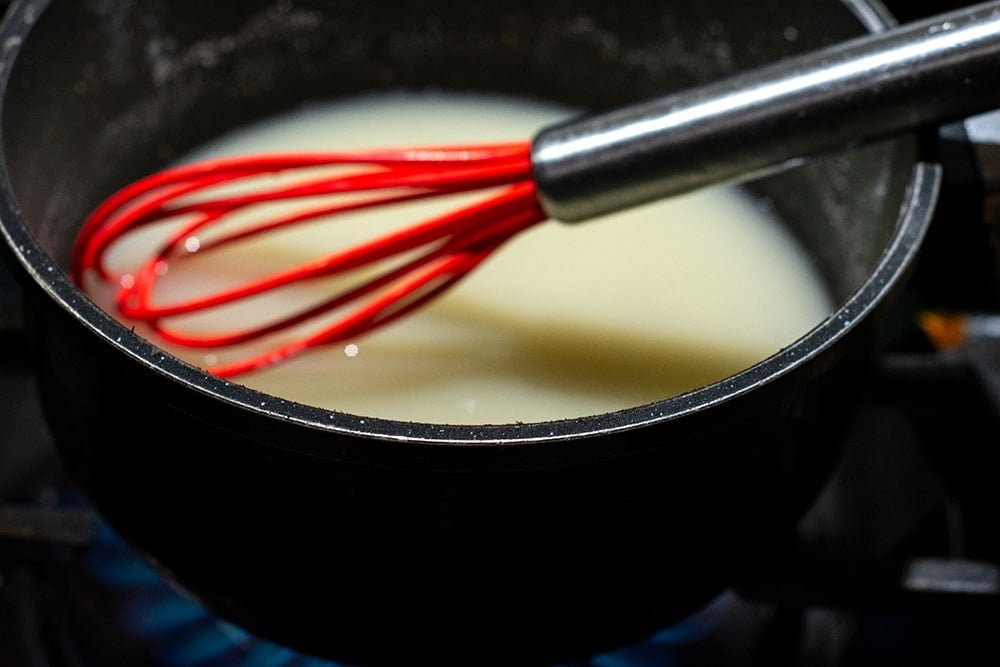 Agar being cooked for vegan pepper jack cheese