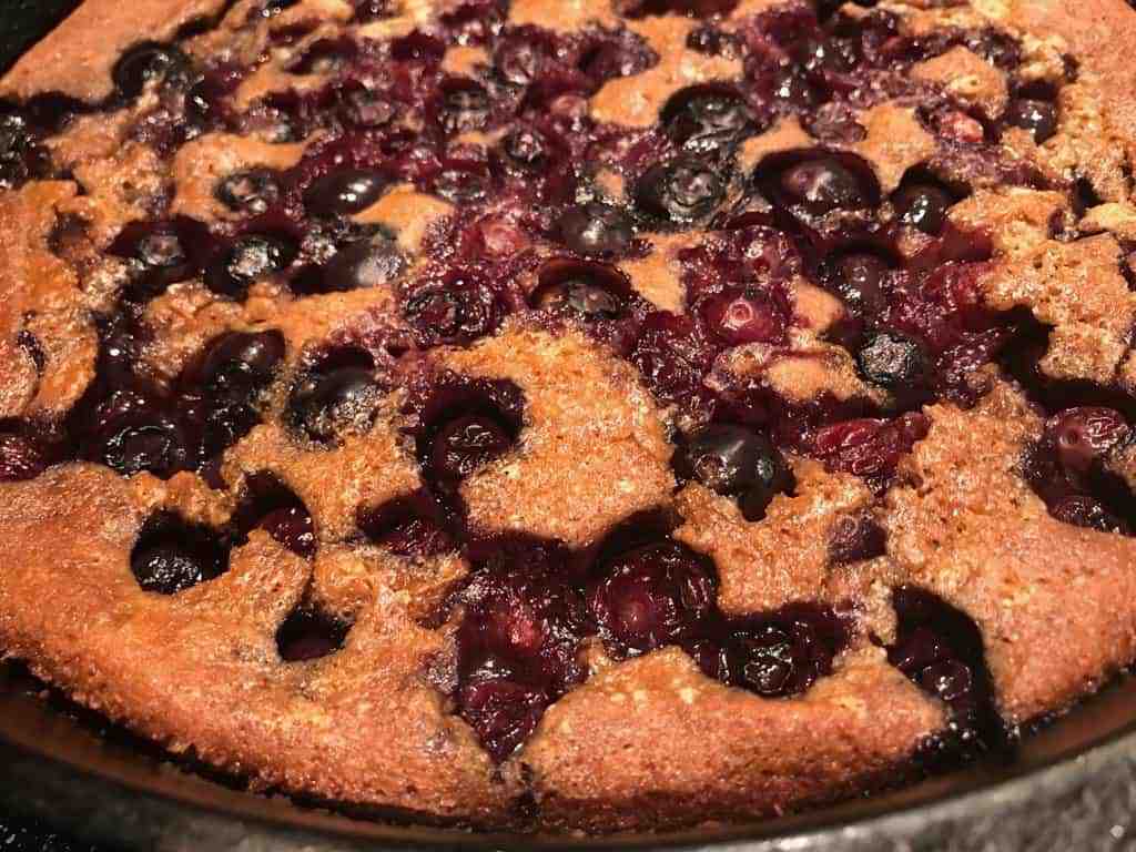 Easy blueberry cobbler in a cast iron skillet