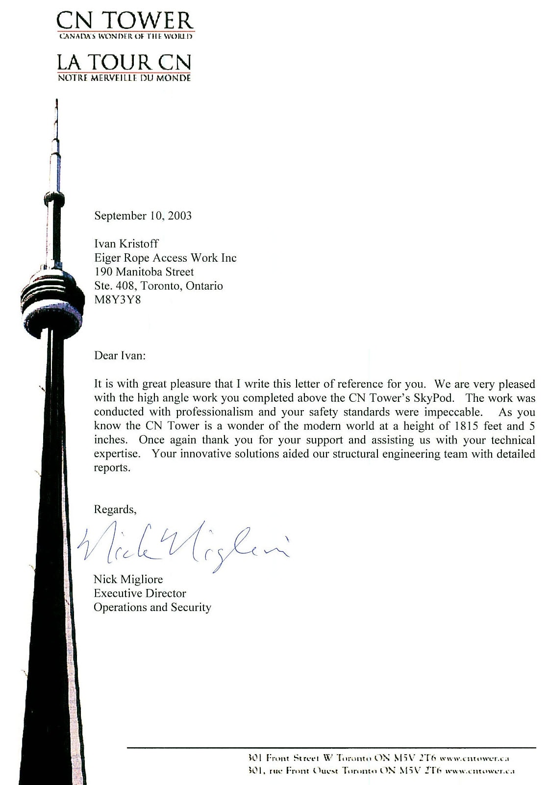 Extreme operations on CN Tower