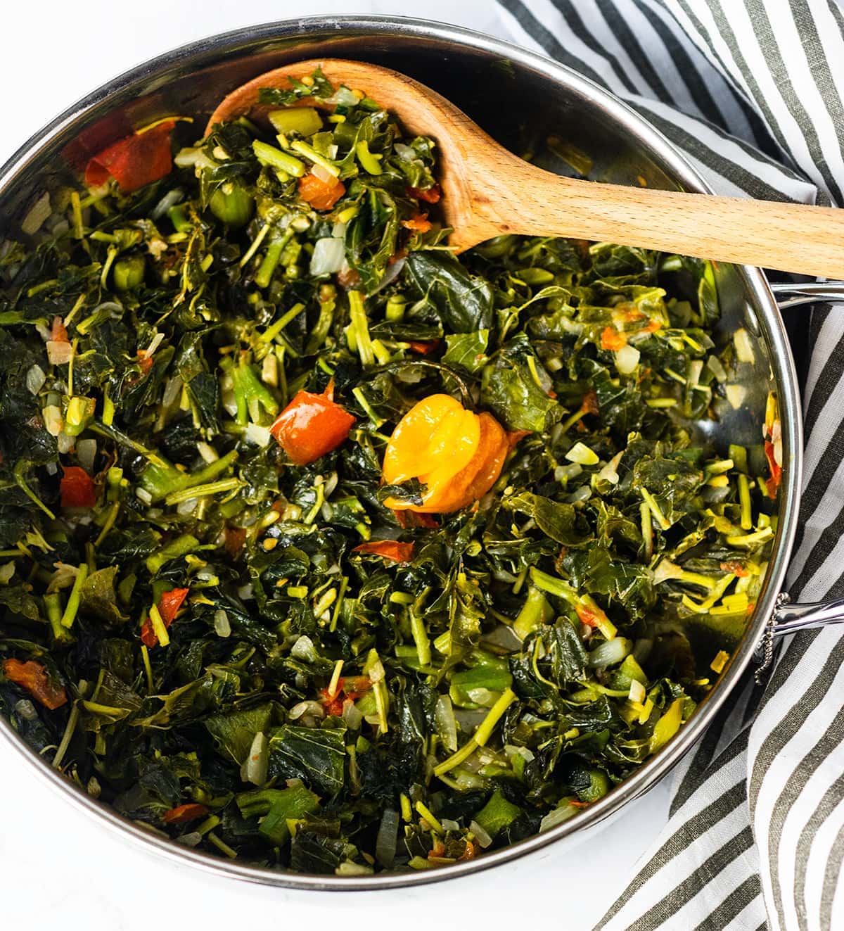Jamaican Callaloo in a pot