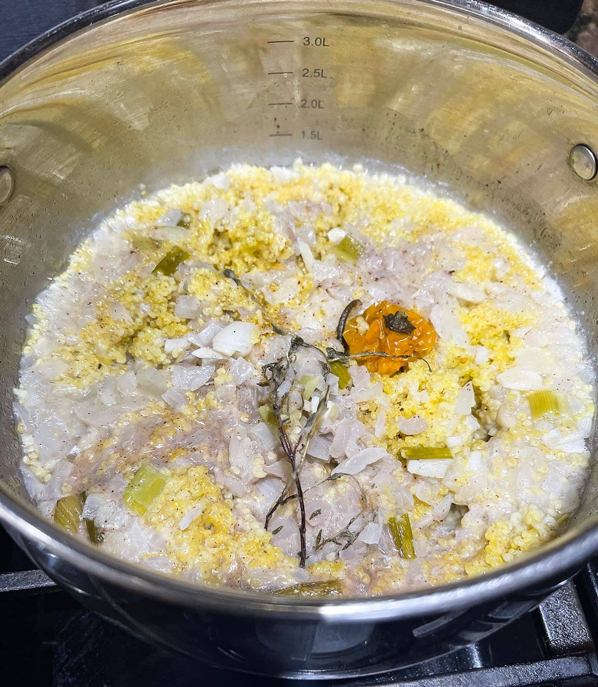 cooking coconut millet in a smallfd