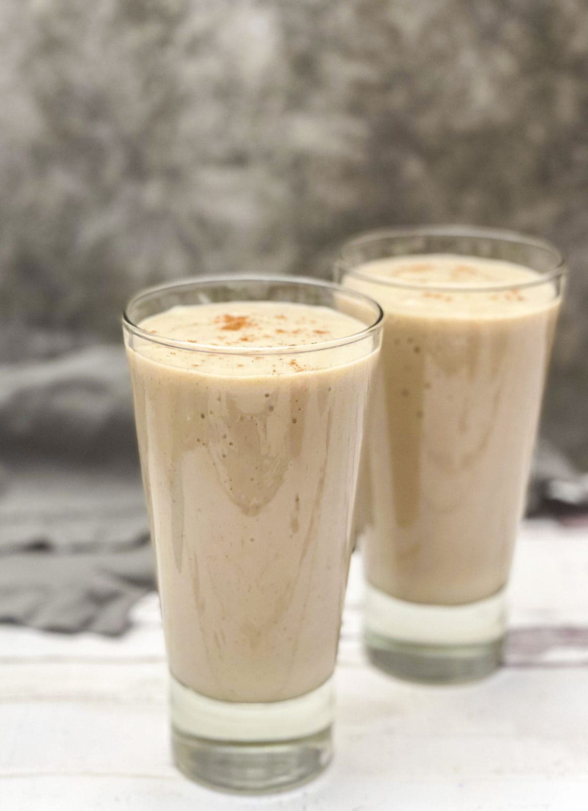 sweet potato smoothie recipe in 2 glass jars