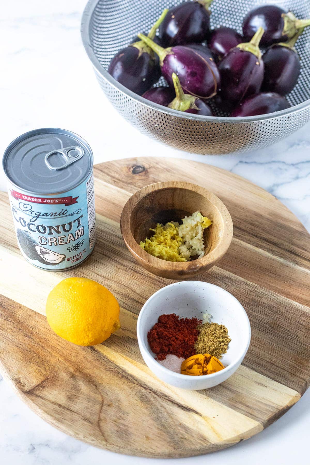 Ingredients for eggplant coconut curry