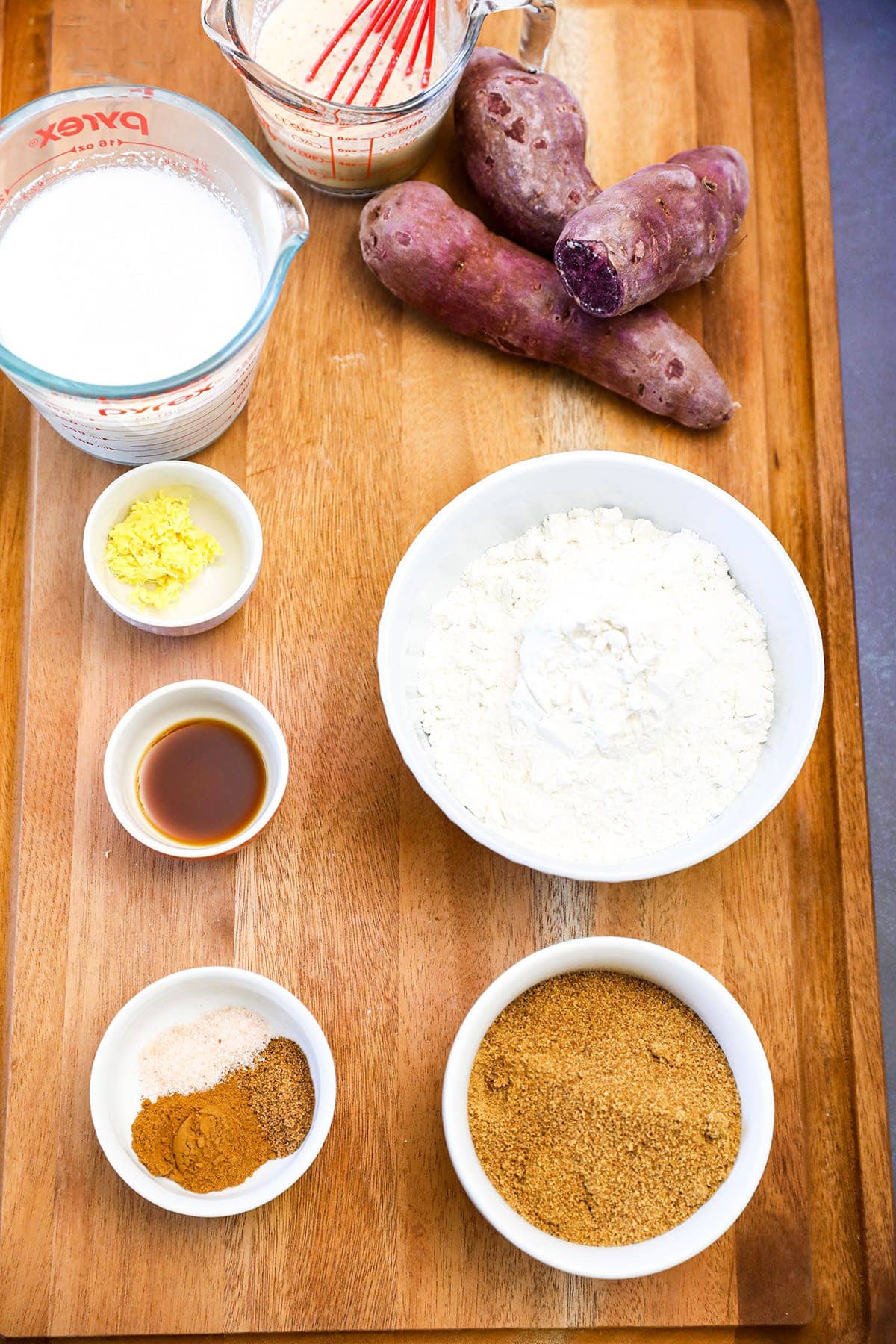 Ingredients for purple sweet potato pudding