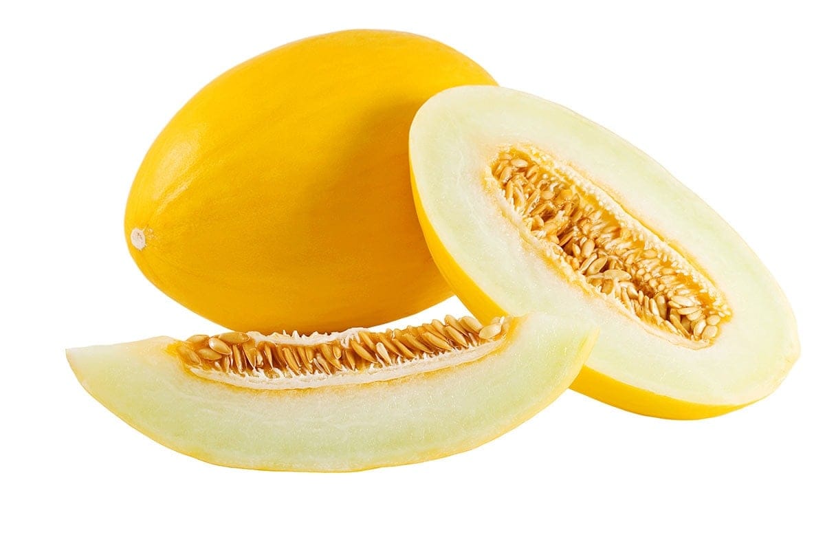 canary melon on white background