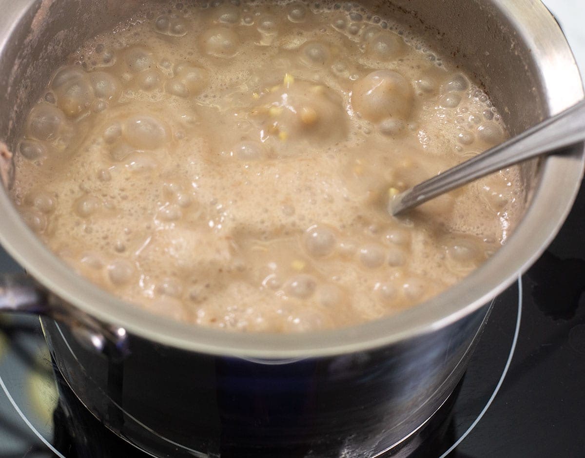 buckwheat porridge cooking in the pot