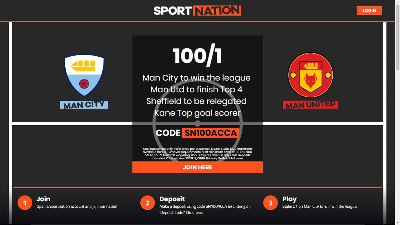 Sportnation Premier League Winner Betting Offer