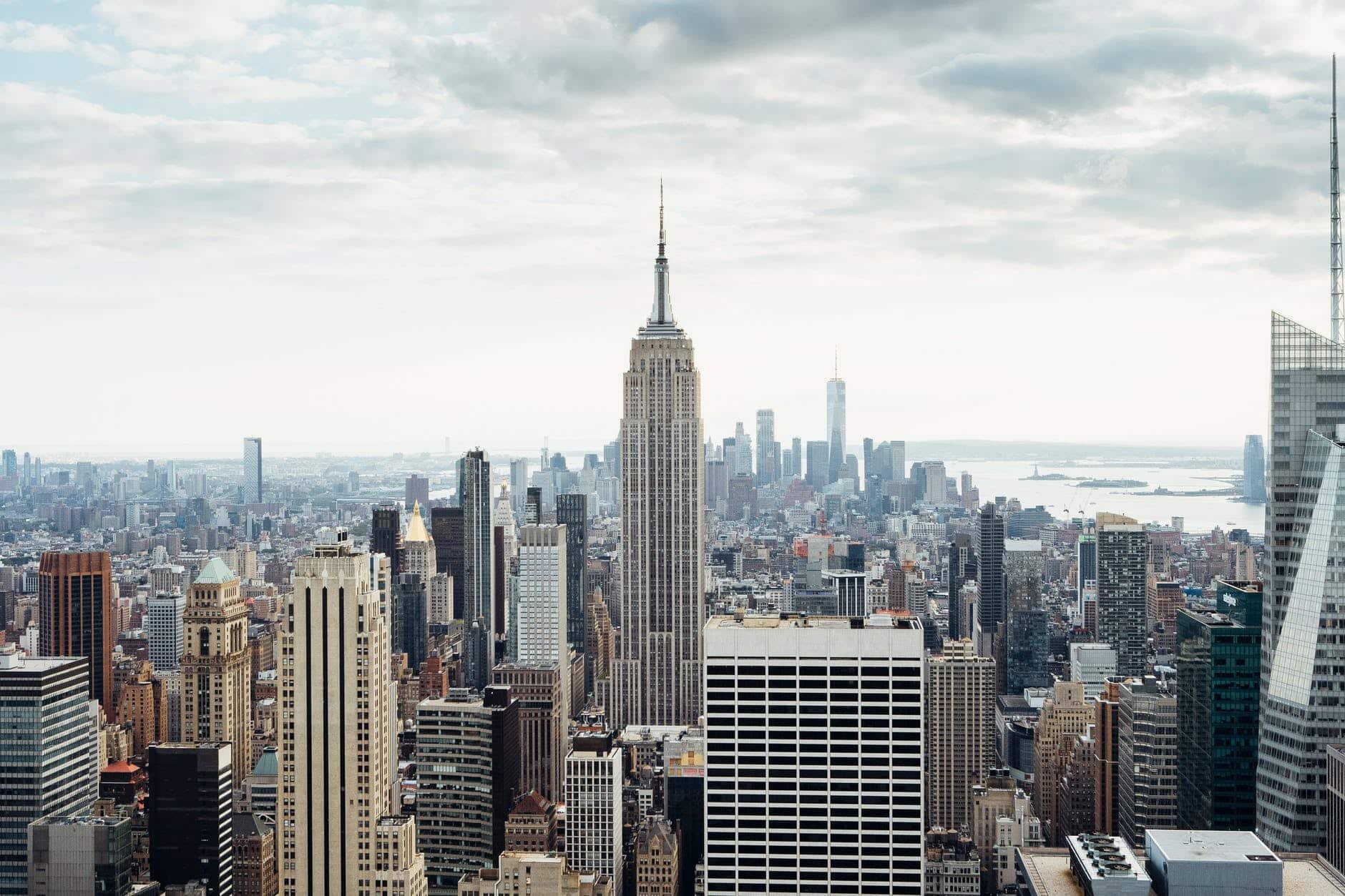 cityscape of contemporary megapolis in cloudy day
