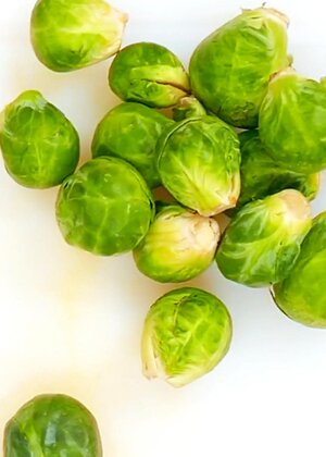 Brussels Sprouts on Cutting Board