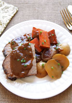 Plated Slow Cooker Pot Roast Eye of Round