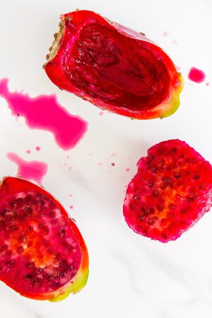 Scooped prickly pear flesh and peel