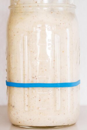 Bubbly Sourdough Pancake Batter in the morning