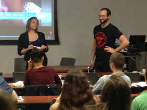 Amanda Muller (SSDP) and Robert Childs (NCHRC) discussing harm reduction