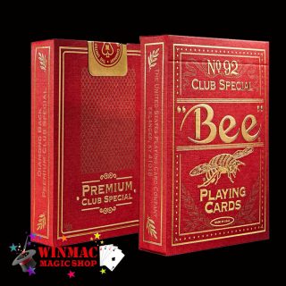 Golden bee playing cards red