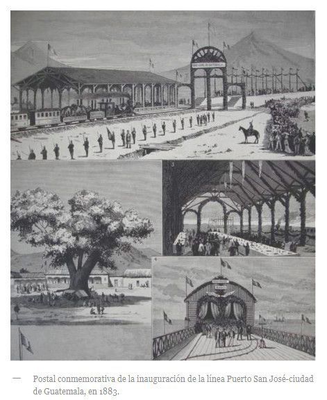 Postal de la inauguración de Ferrocarril en Guatemala