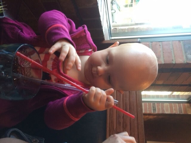 Straws are her new favorite splash tools...