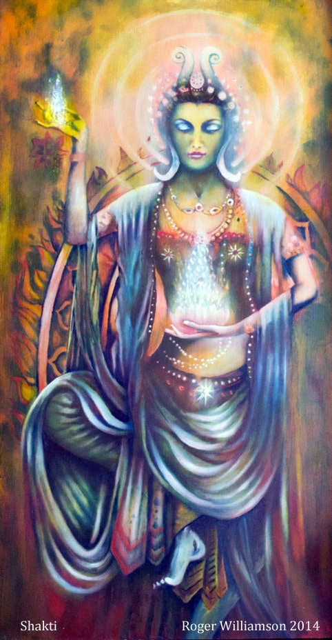 A depiction of Hindu Goddess Shakti in a traditional pose. Goddess Shakti, tantra, hindu
