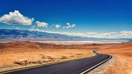 Winding road through a desert