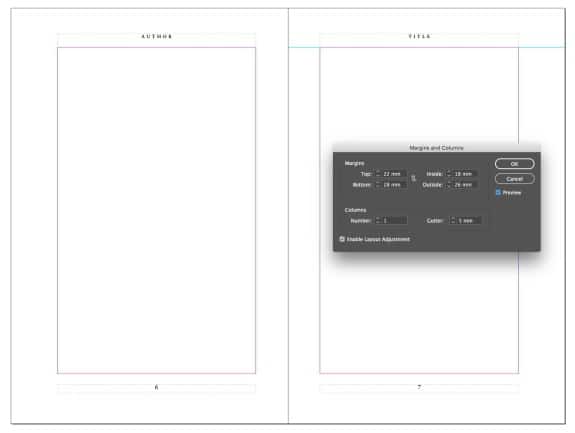 Chapter One Book Production - book layout showing margins