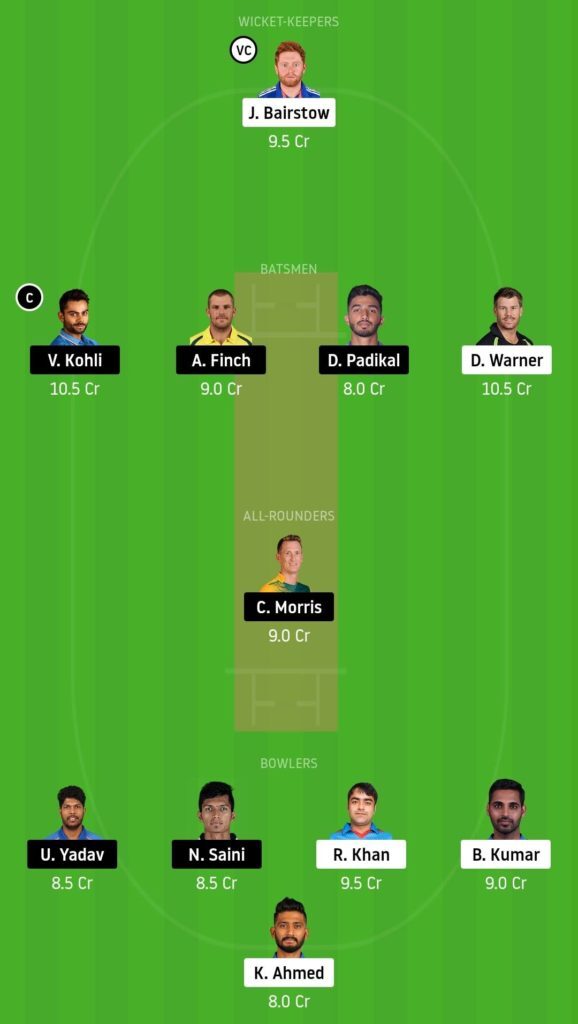 SRH vs BLR Dream11 Team