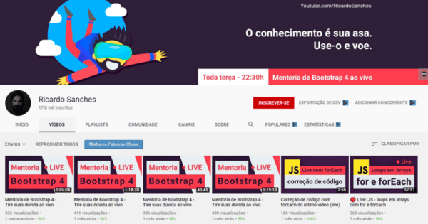 canal de programaçao do ricardo sanches