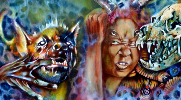 In Times of Perel is an original oil paint depicting a magickal technique of aura control. Paranormal, supernatural art
