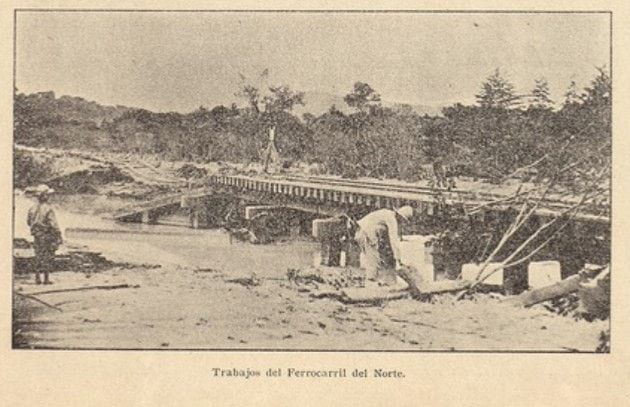 Obras de construcción del Ferrocarril del Norte 1906