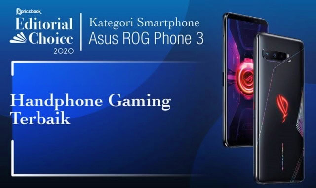 Rekomendasi Pricebook kategori hp gaming terbaik adalah ASUS ROG Phone 3