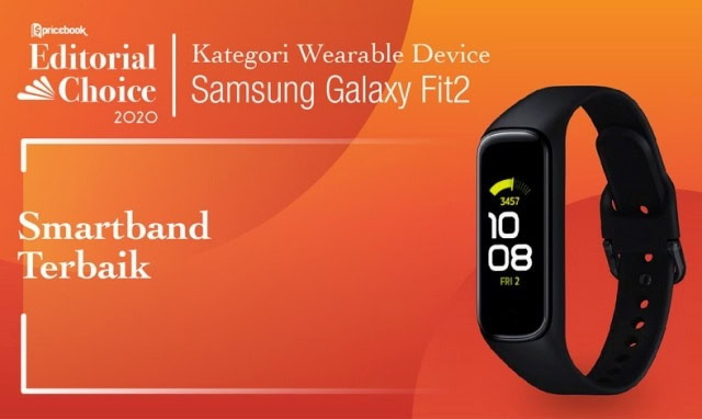 Rekomendasi Pricebook kategori Smartband Terbaik adalah Samsung Galaxy Fit 2