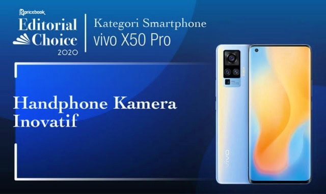 Rekomendasi Pricebook kategori Smartphone Kamera Inovatif adalah Vivo X50 Pro