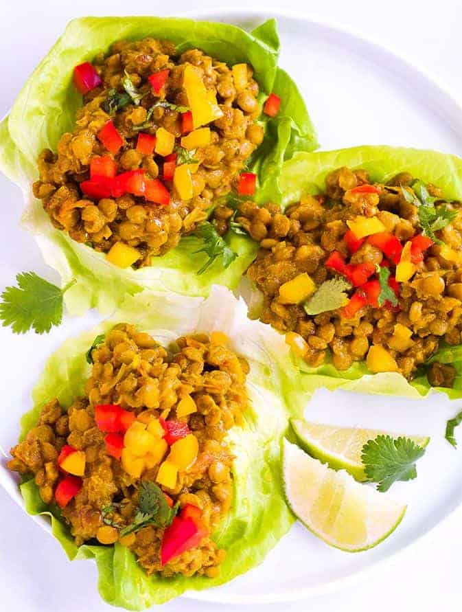 lentil curry lettuce cup
