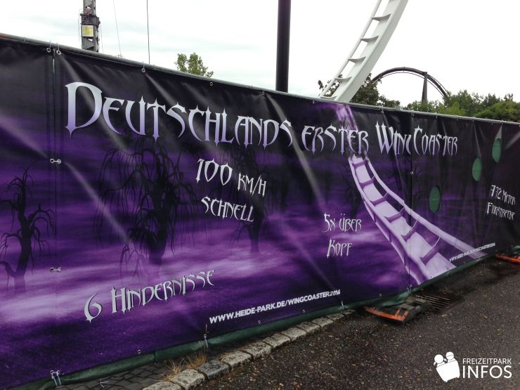 Foto: Freizeitparkinfos.de, Plakat Wing Coaster für 2014