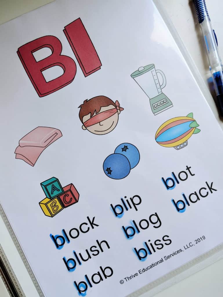 L blends word list
