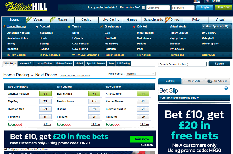 WilliamHill Bookmaker home