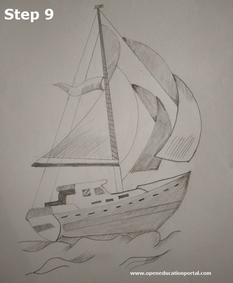 how to draw a ship step9