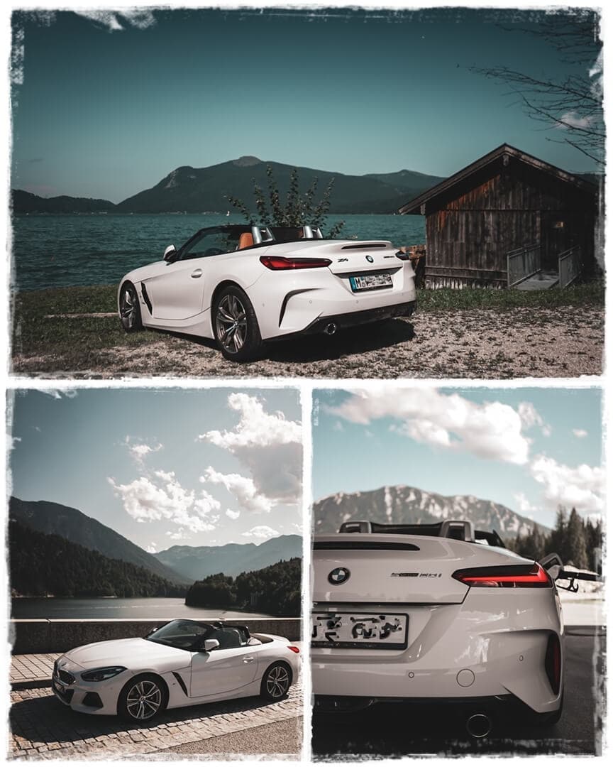 BMW Z4 sDrive 20i M Sport am Walchensee (oben) & Sylvensteinsee (unten)