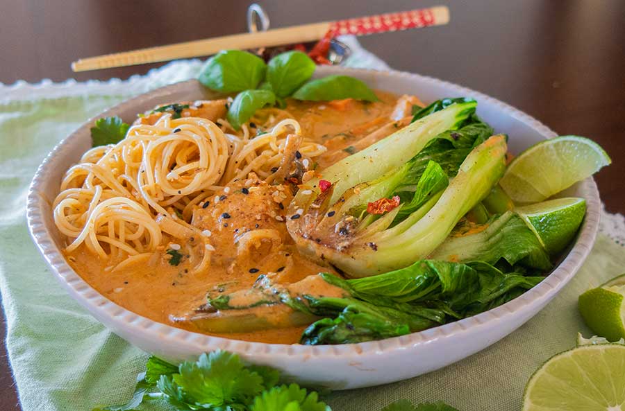 gluten-free noodle dinner creamy thai chicken