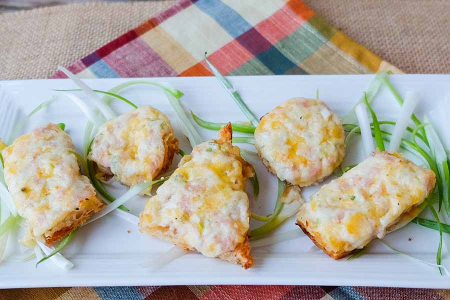 canapés, appetizer, cheese, bacon, snack