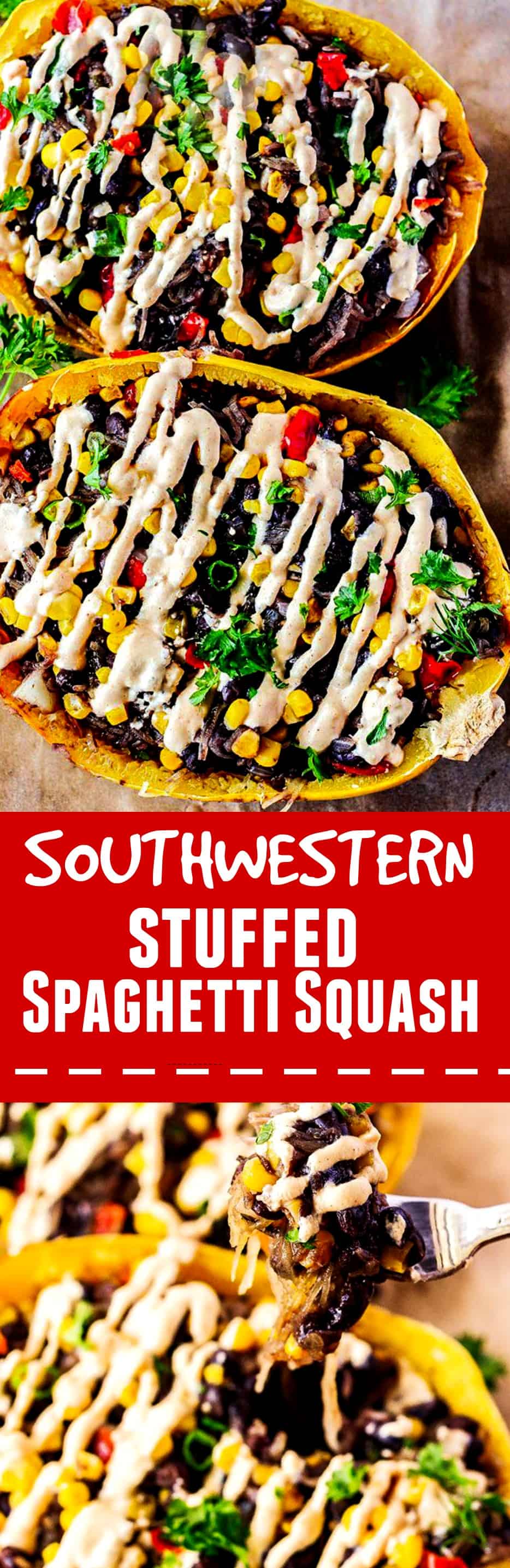 Southwestern Stuffed Spaghetti Squah