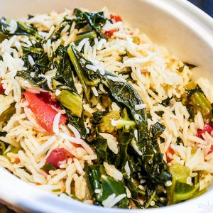 Collard Greens Tomato and Garlic Rice