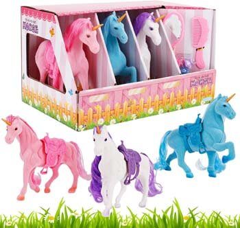5. Liberty Imports Unicorn Stable Take-Along Kids Toy Playset