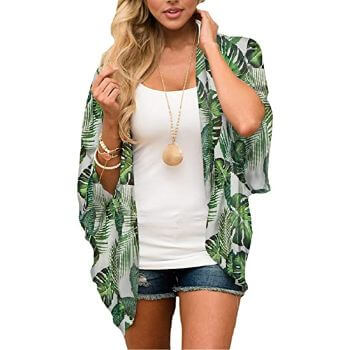 6. MayBuy Women's Flowy Summer Chiffon Kimono Cardigans Tops